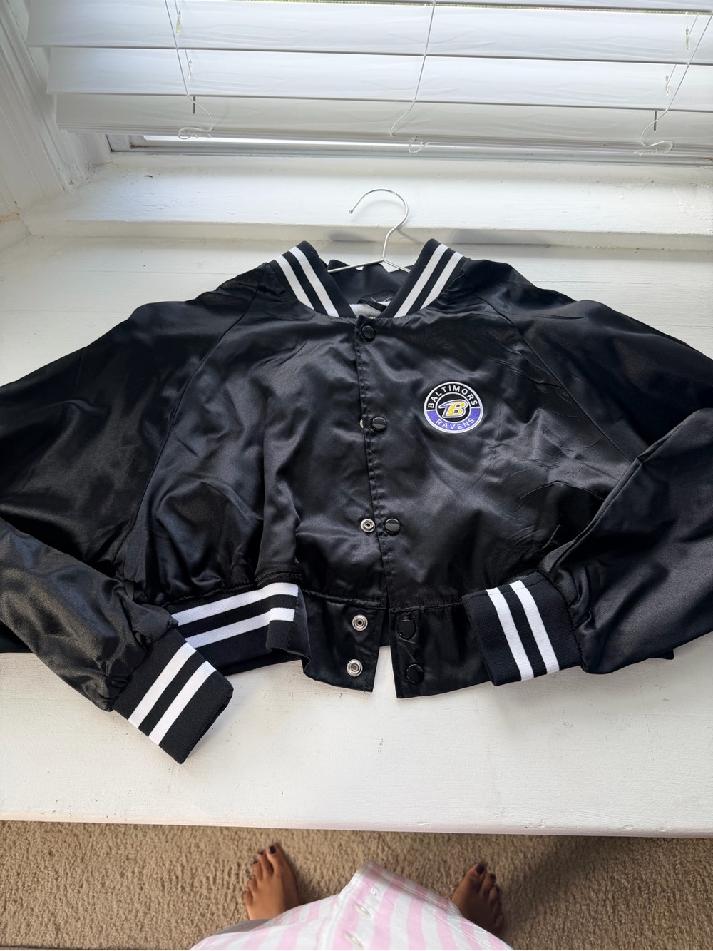 Baltimore Ravens Black Satin Varsity Jacket - Women